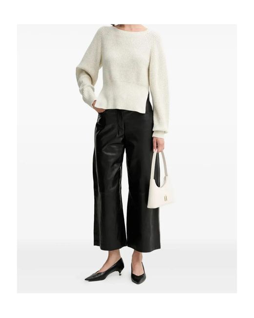 Twinset White Ribbed-Knit Jumper