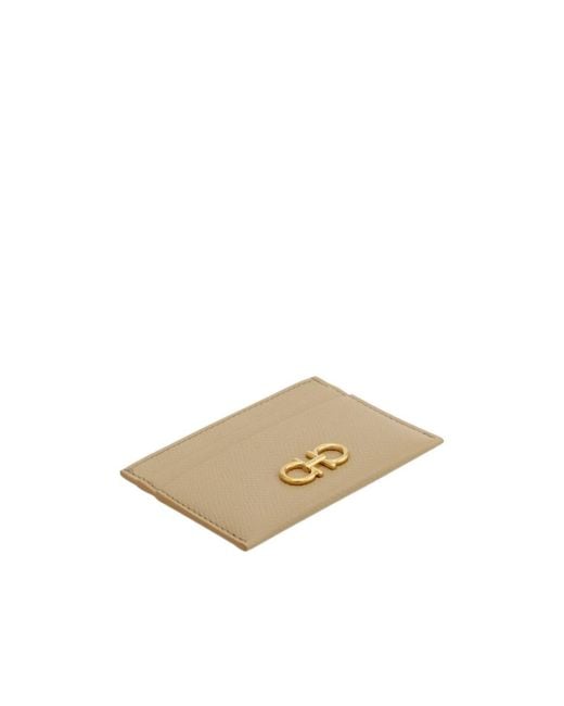 Ferragamo Natural Gancini Credit Card Holder