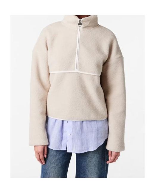 Barbour White Long-Sleeved Half-Zip Sweatshirt