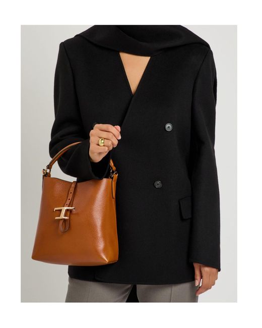 Tod's Brown T-Shaped Grained Leather Shoulder Bag