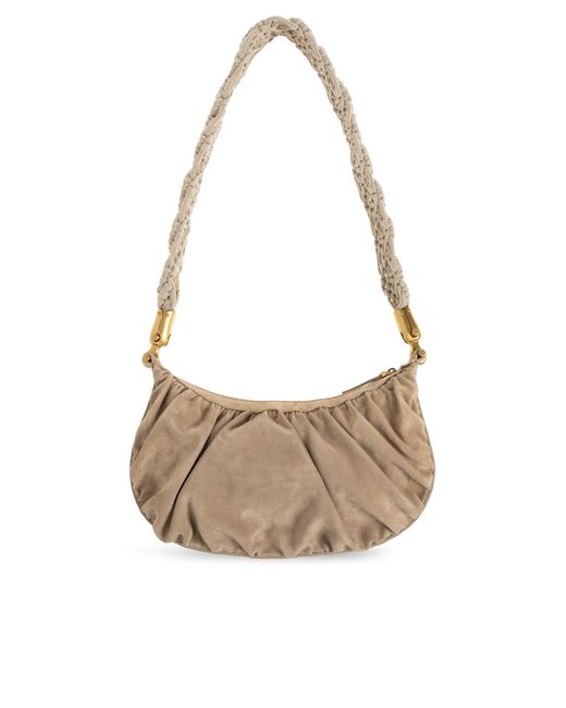 Balmain White Ebane Ruched Shoulder Bag