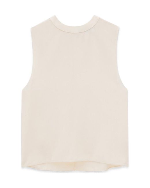 Saint Laurent Natural Crewneck Sleeveless Top