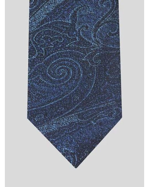 Etro Blue Arnica-Motif Jacquard Tie for men