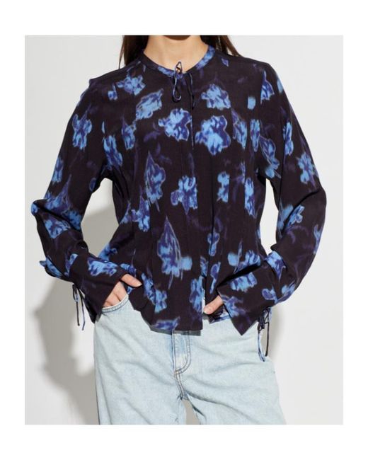 Rag & Bone Blue Floral-Print Blouse