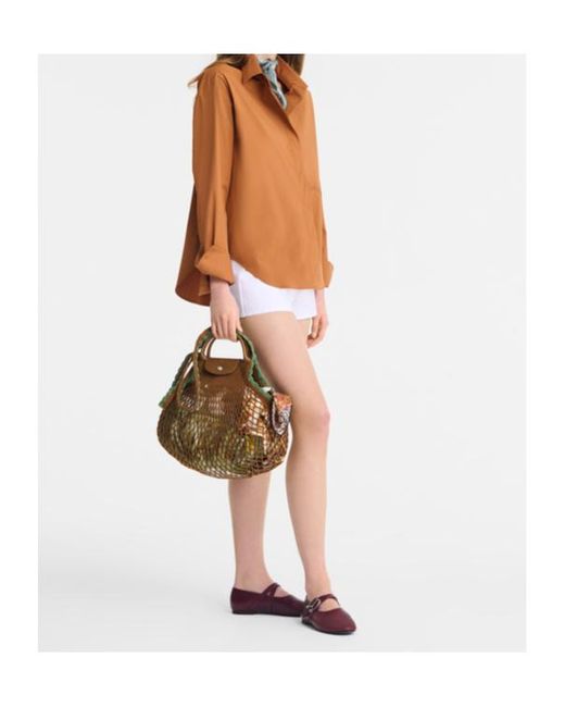 Longchamp Metallic Le Pliage Collection Mesh Bag
