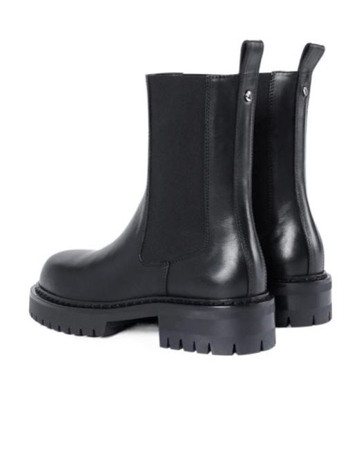 Ann Demeulemeester Black Elastic-Panel Leather Boots