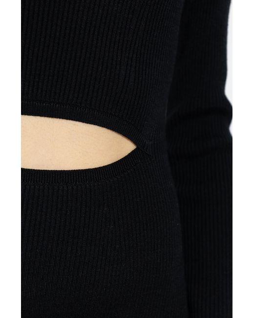 DIESEL Black Pelagos Cut-Out Ribbed Midi Dress