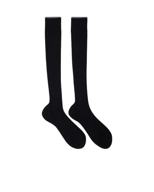 Brunello Cucinelli Black Ribbed Ankle Socks for men