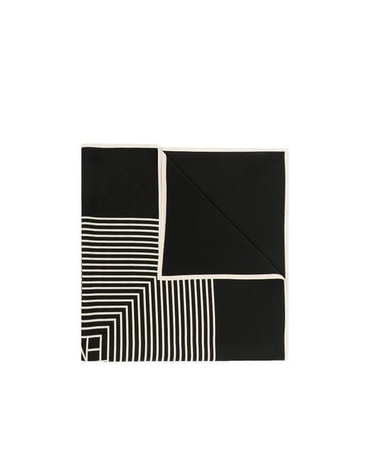 Totême Black Totême Stripe Printed Square-Shaped Scarf