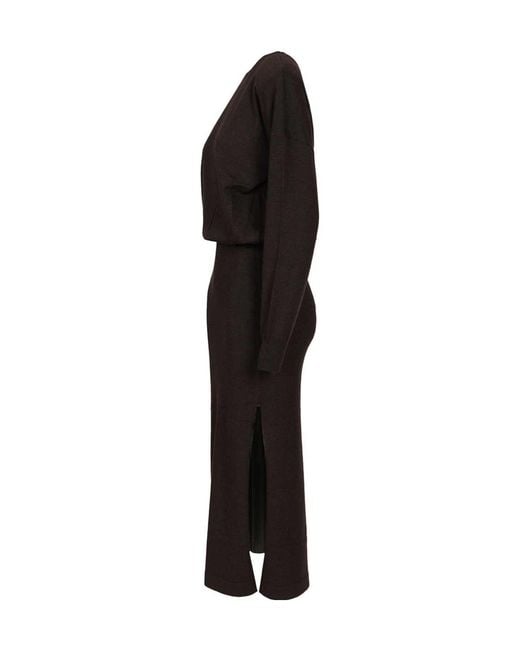 P.A.R.O.S.H. Black Boat-Neck Midi Dress