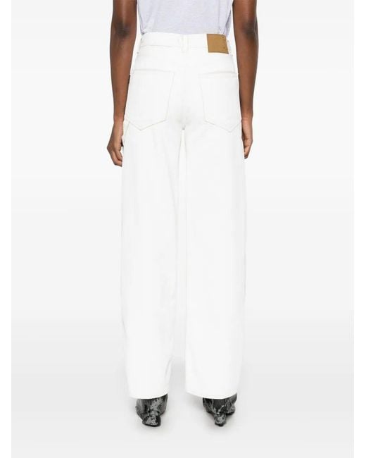 Haikure White Denim Trousers With Belt Loops