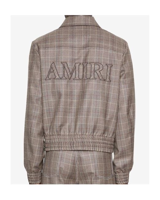 Amiri Brown Zip-Up Checked Jacket for men