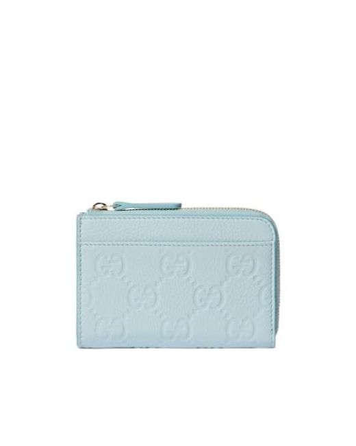 Gucci Blue Gg Emblem Zip Card Case