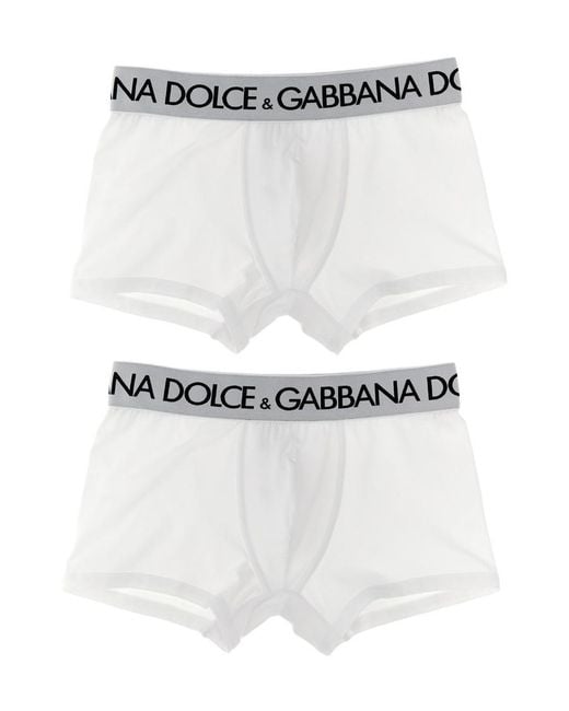 Dolce & Gabbana White Logo Printed Two-Pack Boxers for men