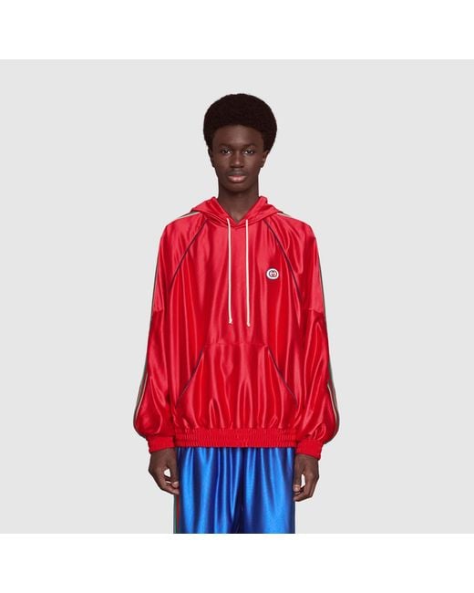 Gucci Red Web G Patch Hoodie for men