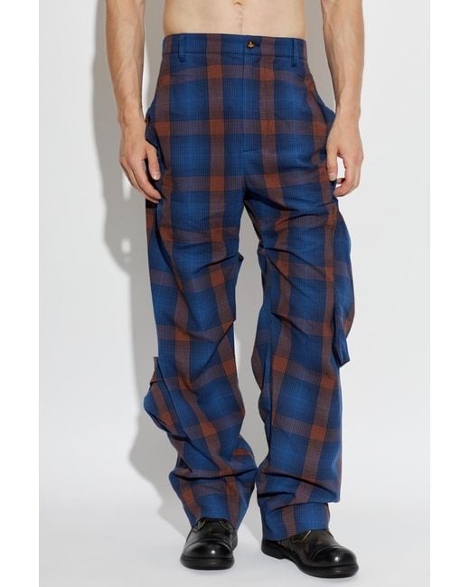 Vivienne Westwood Blue Plaid Casual Pants for men