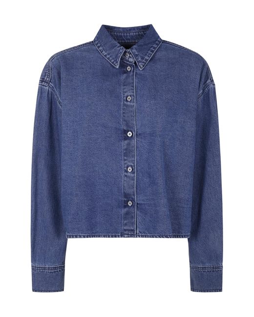 7 For All Mankind Blue Button-Down Long-Sleeved Shirt