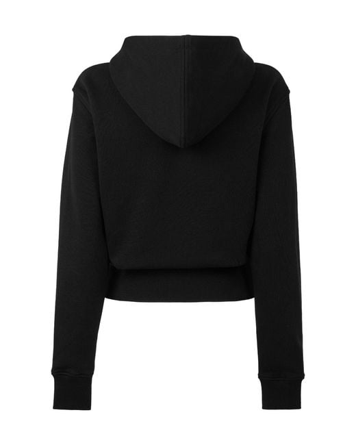 AMI Black Cropped Fullzip Hooded Sweatshirt