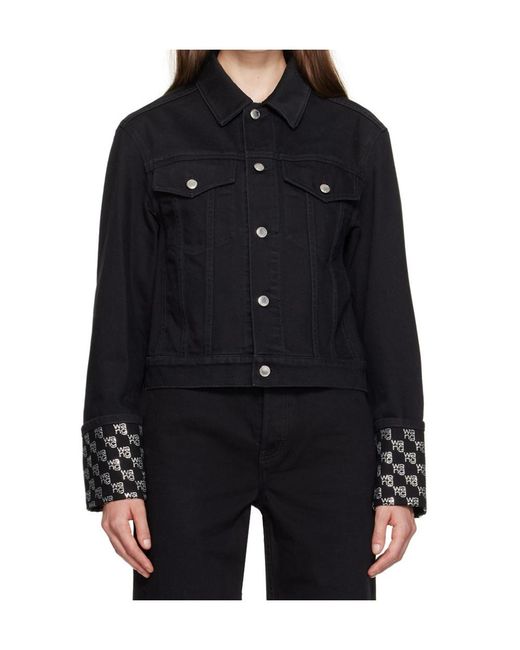 Alexander Wang Black Long Sleeved Embellished Denim Jacket