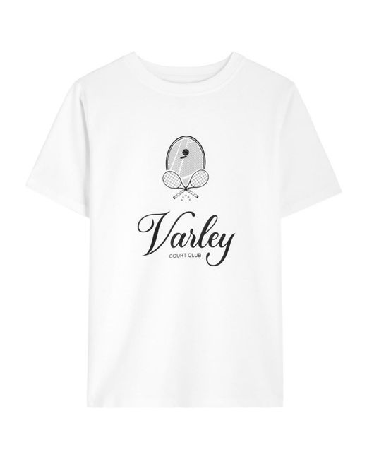 Varley White Front Printed Cotton T-Shirt