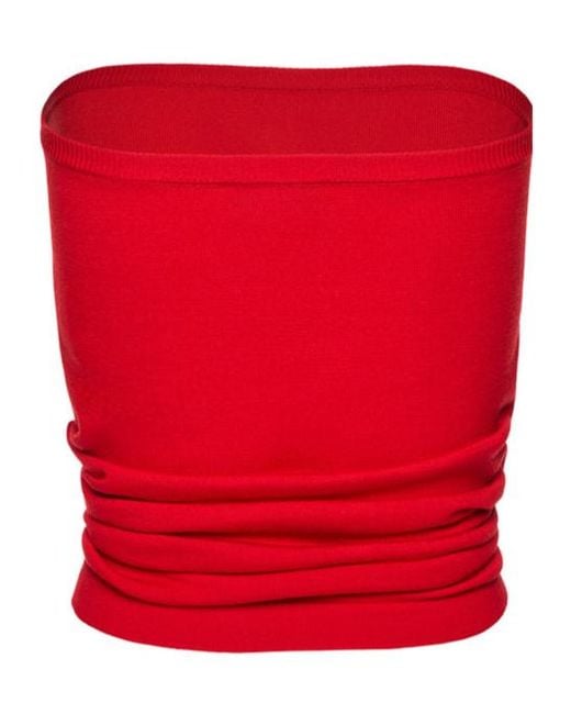 Magda Butrym Red Knotted Strapless Top