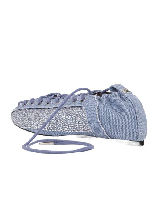 Ganni Blue Lace-Up Ballerinas