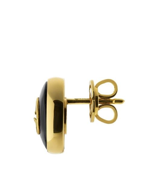 Gucci White Interlocking 18K Stud Earrings