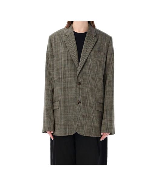 Soeur Gray Hermosa Checked Oversized Blazer