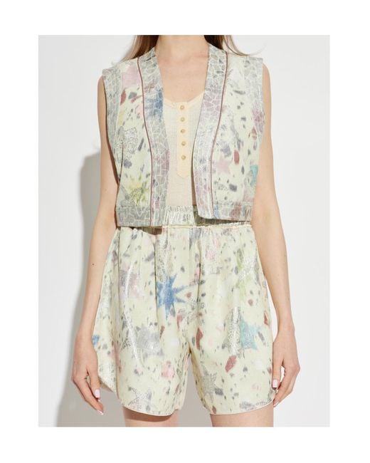 Forte_forte White Floral-Print Sleeveless Waistcoat