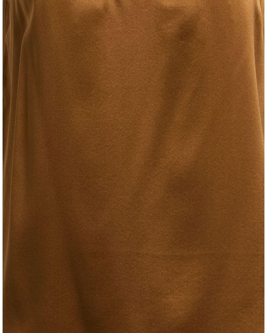 Max Mara Brown Solid Satin Sleeveless Blouse