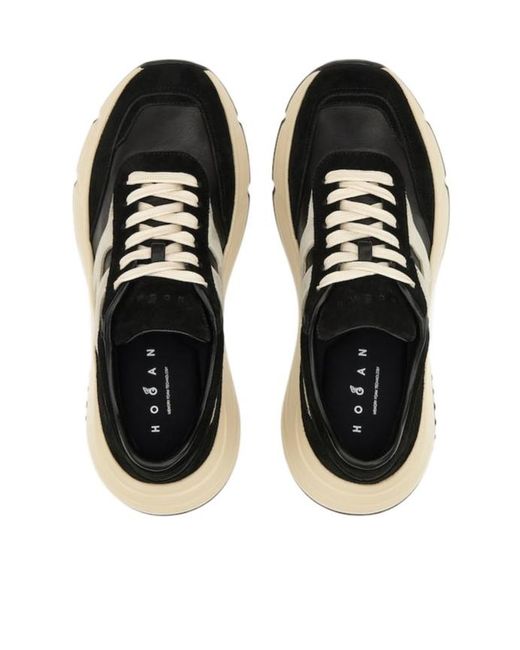 Hogan Black Hi-Fi Panelled Lace-Up Sneakers