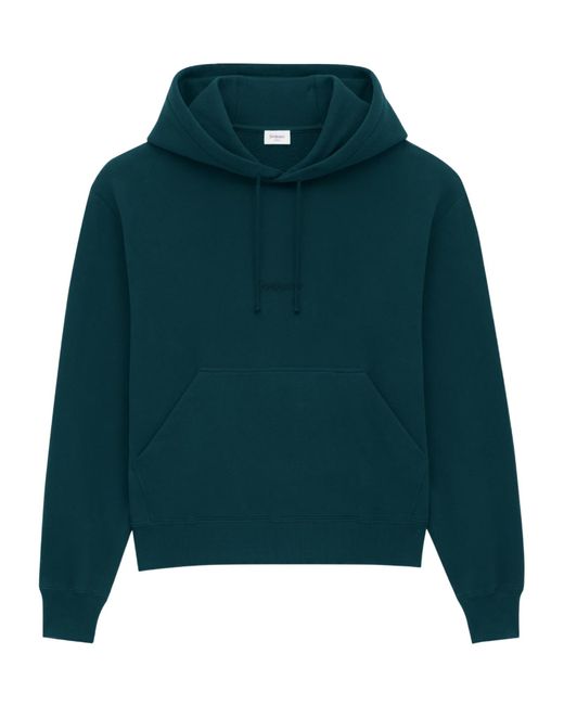 Saint Laurent Green Cotton Logo Embroidered Hoodie for men