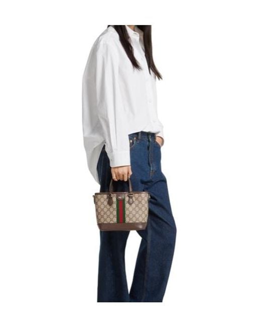 Gucci Brown Ophidia Small Tote Bag