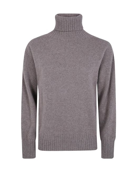 D.exterior Gray High-Neck Knit Sweater