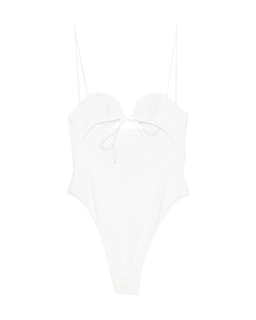 Oseree White Bridal Shell Swimsuit