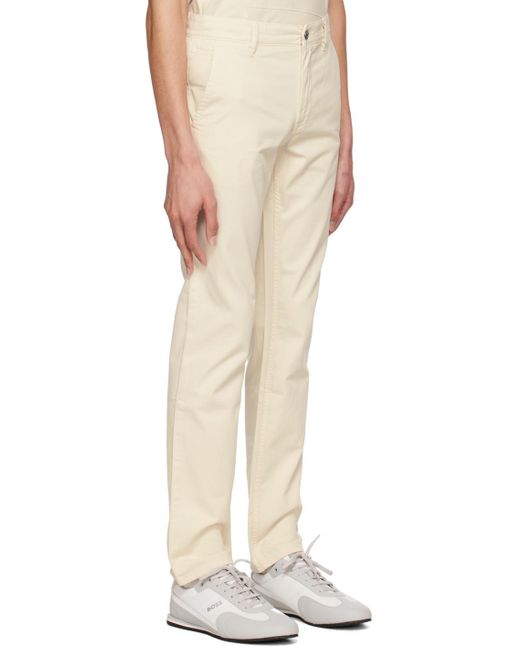 Boss White Slim-Fit Chino Trousers for men