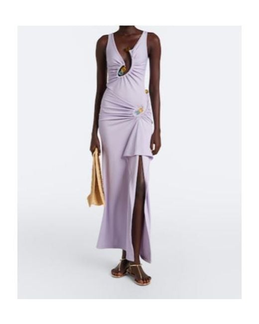 Christopher Esber Purple Spiral Beach Glass Ribbed-Knit Jersey Maxi Skirt
