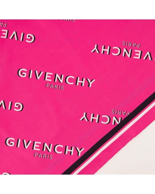 Givenchy Pink Paris Shadow Signature Printed Square Scarf