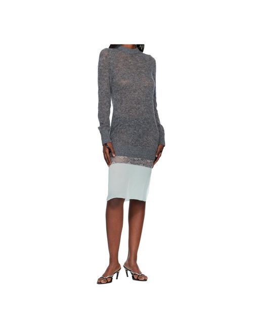 Coperni Gray Ribbed Midi Dress