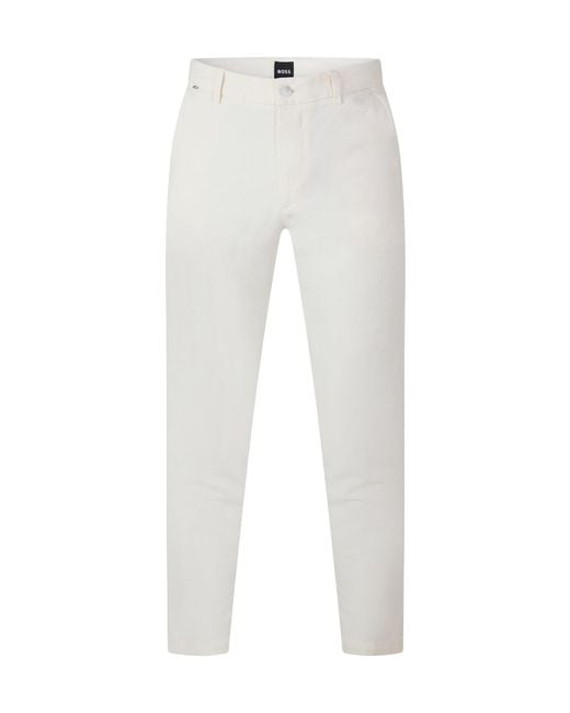 Boss White Straightleg Casual Trousers for men