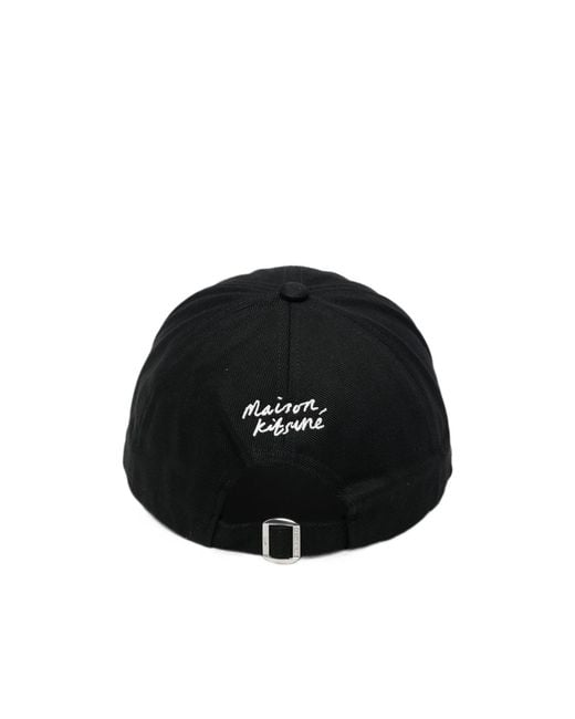 Maison Kitsuné Black Embroidered Hat for men
