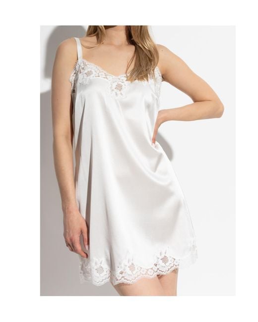 Dolce & Gabbana White Lace Trimming Mini Dress