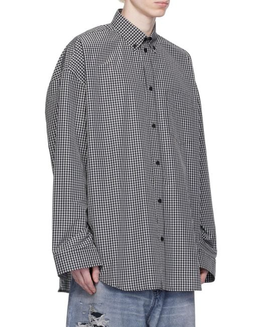 Balenciaga Gray Checked Oversized Shirt for men