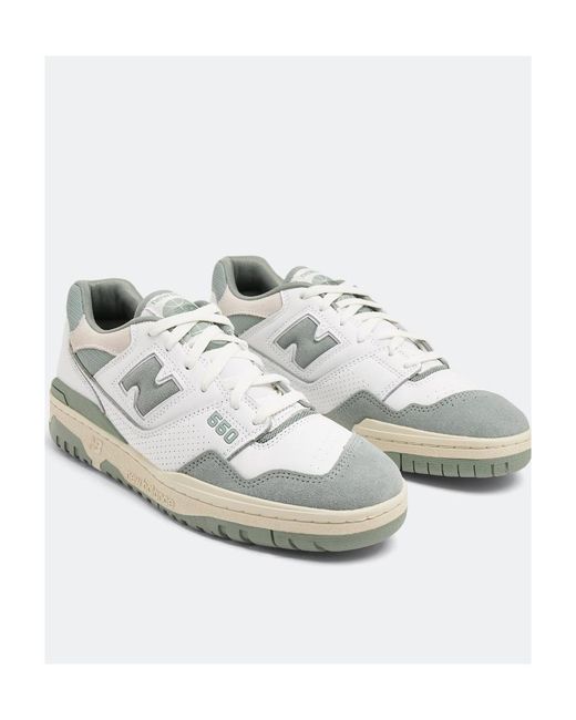 New Balance White 550 Lace-Up Sneakers for men