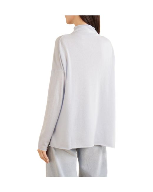 Allude White Cashmere Turtleneck Sweater