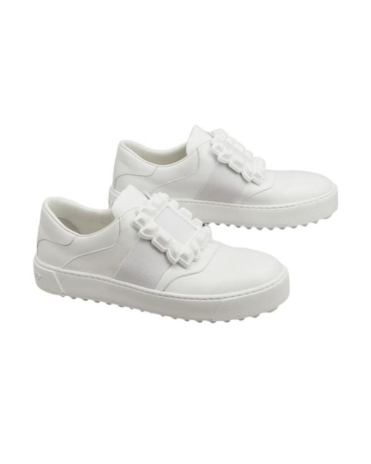 Roger Vivier White Very Vivier Rubber Buckle Sneakers