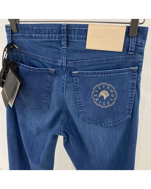 Stefano Ricci Blue Logo Logo Denim Trousers for men