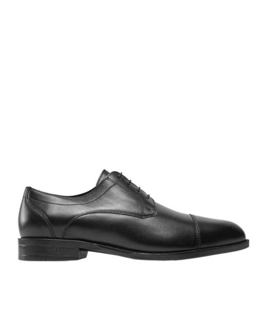 Boss Black Leather Derby Shoes for men