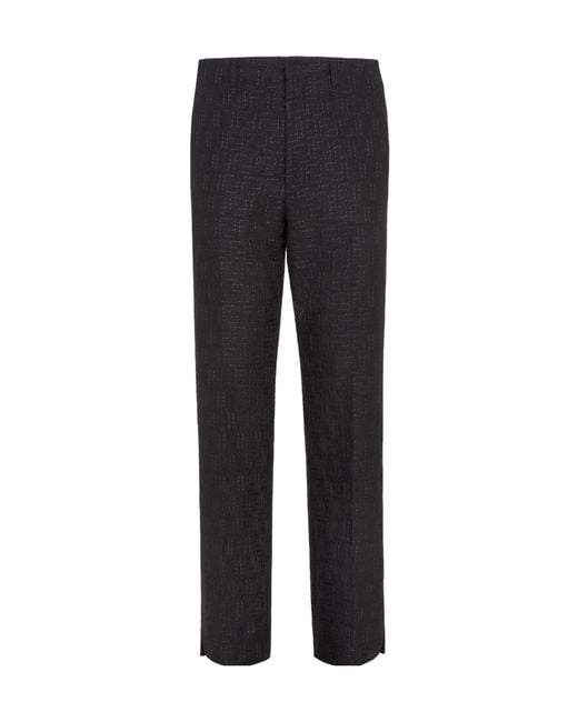Fendi Black Ff Jacquard Tailored Trousers for men