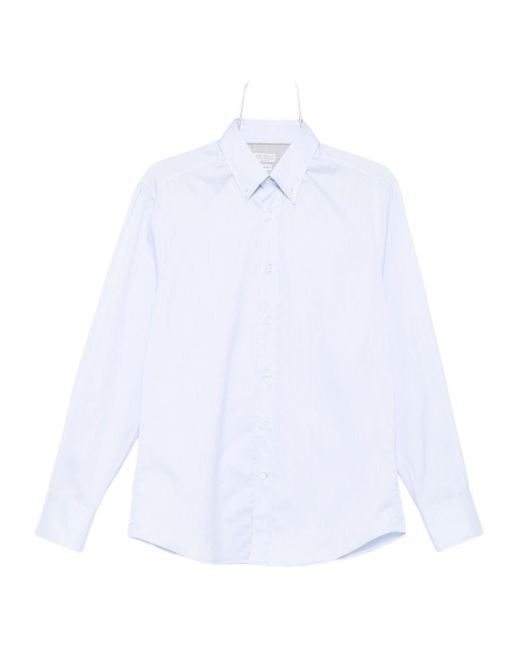 Brunello Cucinelli White Cotton Shirt for men